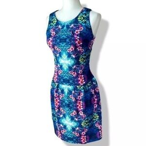 🔴Cynthia Rowley trippy unique floral design midi dress summer size 10